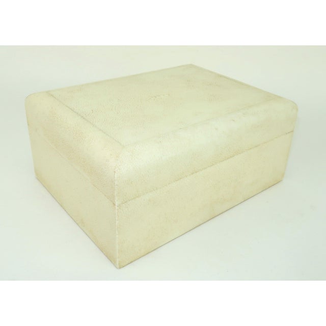 Wood Vintage Donna Karan Shagreen Covered Wood Lined Box For Sale - Image 7 of 12