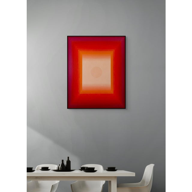 Abstract Contemporary Abstract Acrylic on Canvas "Focus Amongst Noise 2 (Orange DPP / Red Violet)" by Andy Harwood For Sale - Image 3 of 7