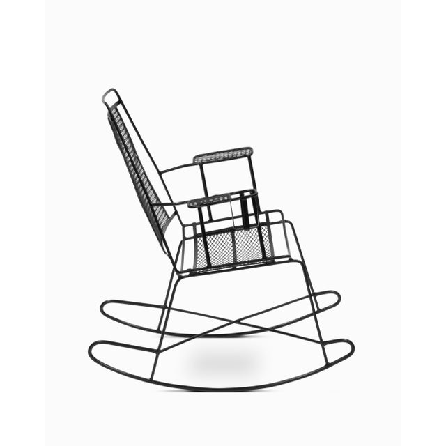 Mid 20th Century Pair of Vintage Mid Century Salterini-Style Wrought Iron Rocking Chairs For Sale - Image 5 of 8