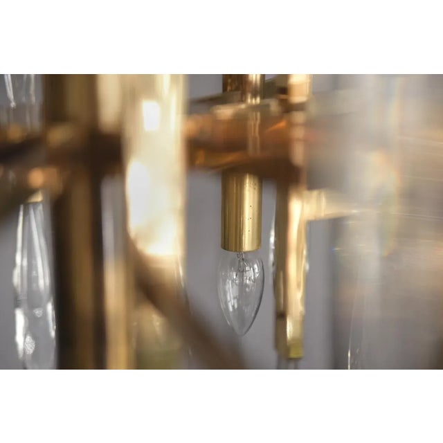Italian Brass & Glass Icicles Chandelier by Gaetano Sciolari, 1970s For Sale - Image 6 of 18