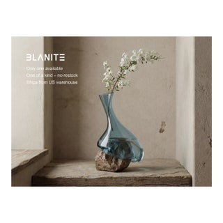 Handblown Crystal Vase With Natural Gobi Desert Stone – Sculptural Flower Vase For Sale
