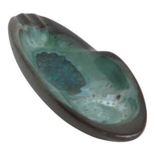 Mid Century Modern Ceramic Green and Brown Ashtray 4601b For Sale