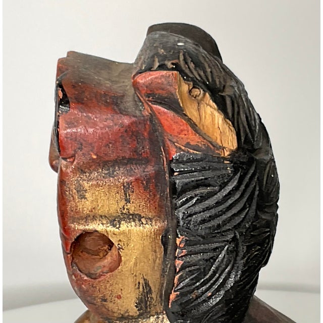 Tribal Mid 20th Century Primitive Carved Wood Foo Dogs - A Pair For Sale - Image 3 of 12