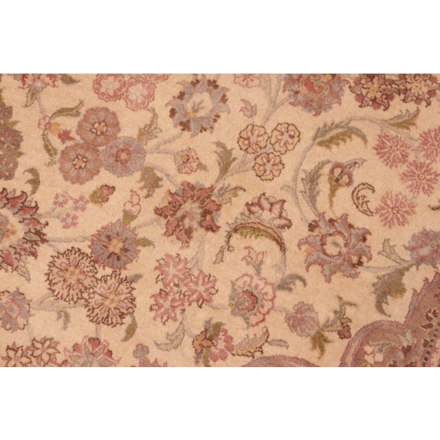 Shabby Chic Floral 1990's Medallion Pak-Persian Beige/Brown Wool Rug - 6'2'' X 9'3'' For Sale - Image 3 of 9
