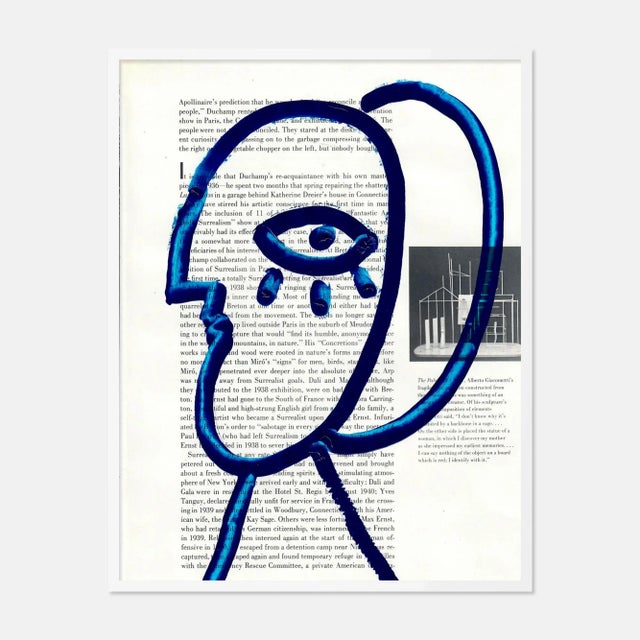 Contemporary Funny Face 2 by Virginia Chamlee in White Frame, Small Art Print For Sale - Image 3 of 3