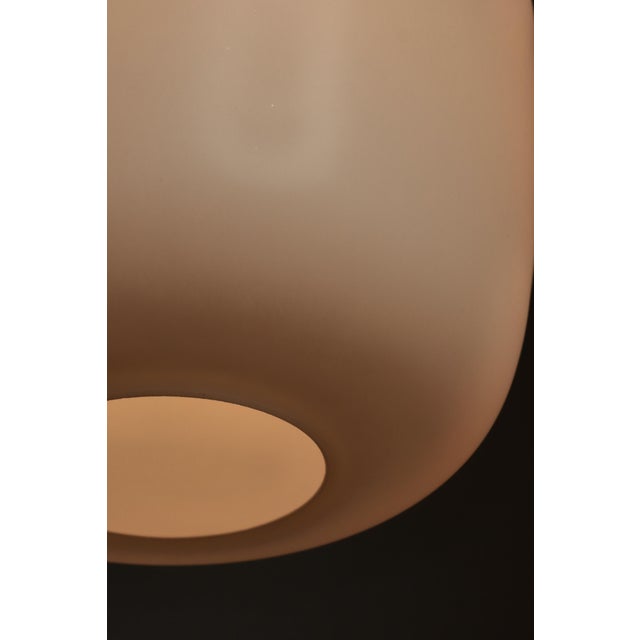 Danish Modern Funkis Pendants in Opal Glass and Brass attributed to Fog & Mørup, 1940s, Set of 2 For Sale - Image 6 of 13
