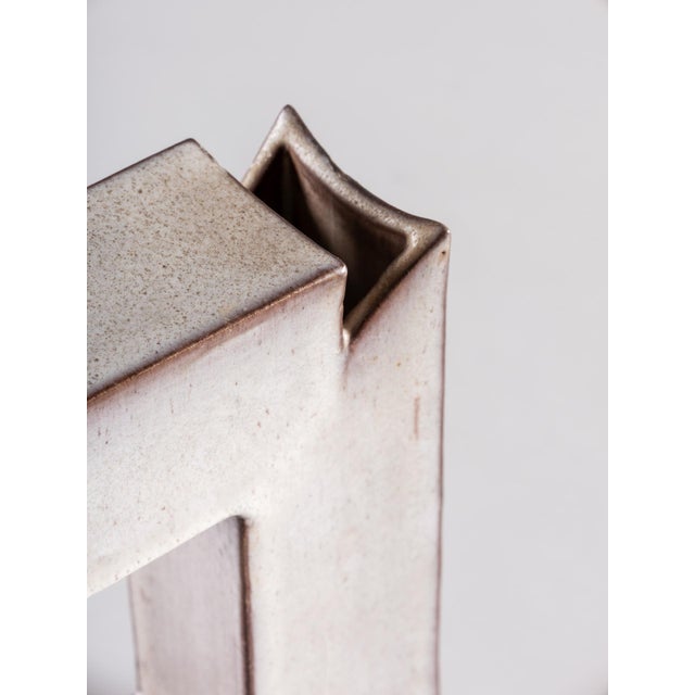 Mid-Century Modern Vintage Square Glazed Ceramic Vase by Alessio Tasca, 1970s For Sale - Image 3 of 13