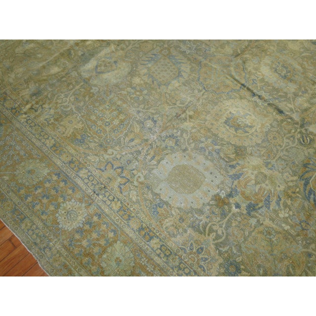 Antique Zabihi Collection Persian Tabriz Worn Room Size Rug - 10'3" x 13'2" For Sale In New York - Image 6 of 12