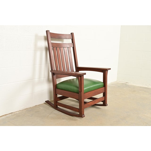 Stickley Brothers Stickley Brothers Style Antique Mission Oak Arts & Crafts Rocking Chair, Circa 1900 For Sale - Image 4 of 12
