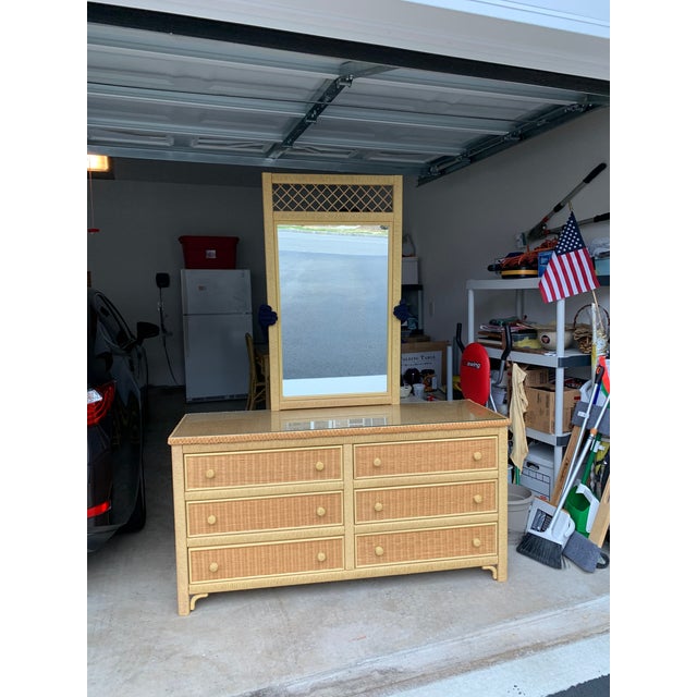 Henry Link Wicker Dresser & Mirror Chairish