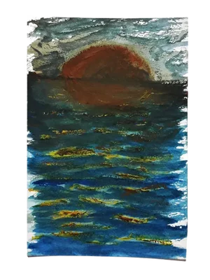 Fire, Original Watercolor Drawing by Antonietta Valente, 2020