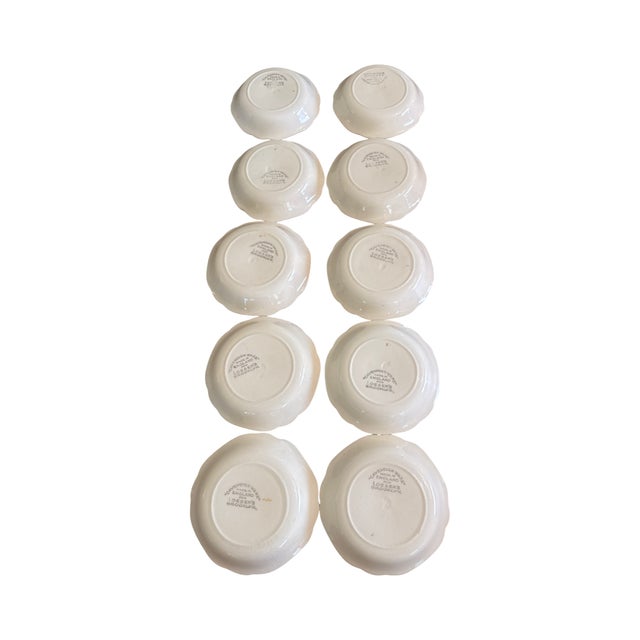 Cream Antique Cavendish Ware Berry Bowls Loeser's Brooklyn Imari Floral Set of 10 For Sale - Image 8 of 8