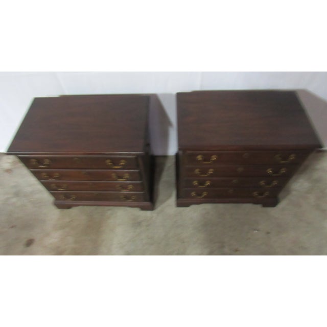 Item: Pair Henkel Harris Nightstands Details: Mahogany Great Designer Look/Quality Piece Four Drawer Signed Henkel Harris...