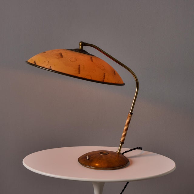1960s Sculptural Brass and Wood Table Lamp Attributed to j.t. Kalmar For Sale - Image 16 of 18