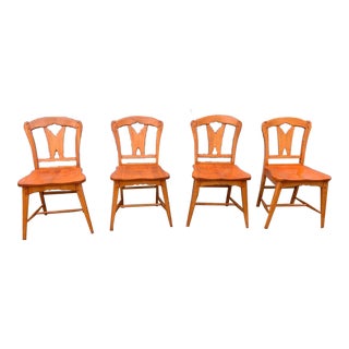 Vintage Orange Rock Maple Art Deco Dining Chairs- Set of 4 For Sale