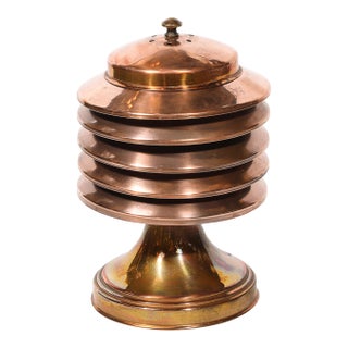 Art Deco Machine Age Polished Copper Table Lamp For Sale