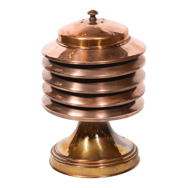 Art Deco Machine Age Polished Copper Table Lamp For Sale