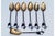 Coffee Spoons and Sugar Shovel in Cut Silver and Gold Shells, Set of 6, in Very Good conditions. Designed 1890 to 1919...