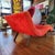 Orange Vintage Mid-Century Modern Wave Chaise Lounge in Orange-Red Plush Upholstery, Adrian Pearsall Style For Sale - Image 8 of 16