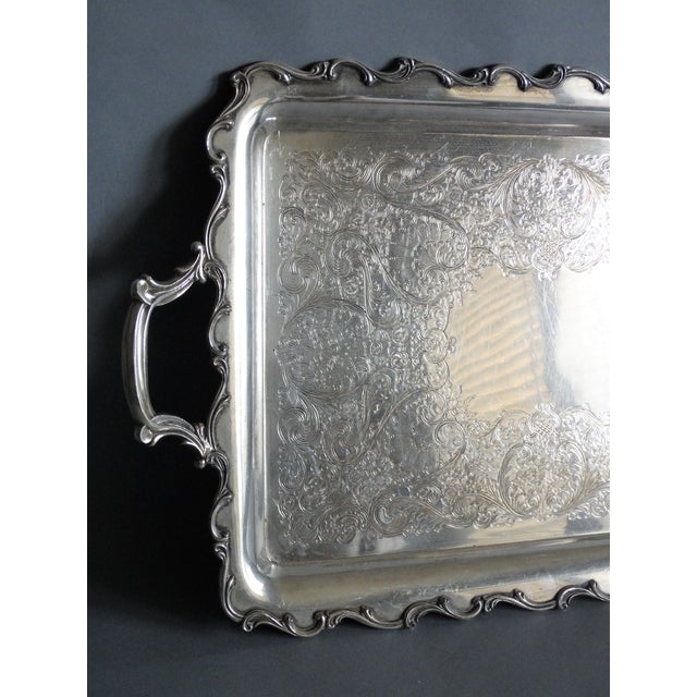 Large Silver Plate Serving Tray With Handles Chairish