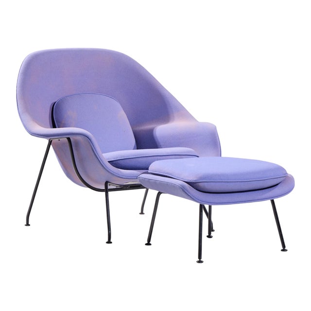 Eero Saarinen for Knoll Mid Century Womb Chair With Ottoman For Sale