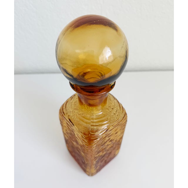 1960s 1960s Italian Empoli Amber Glass Decanter, Attributed For Sale - Image 5 of 8