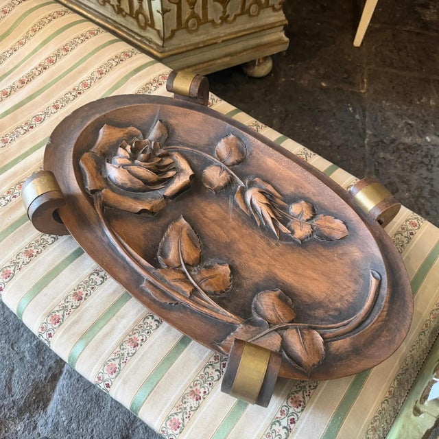 1930s Art Deco Hand-Carved Wood and Brass French Centerpiece For Sale - Image 6 of 15