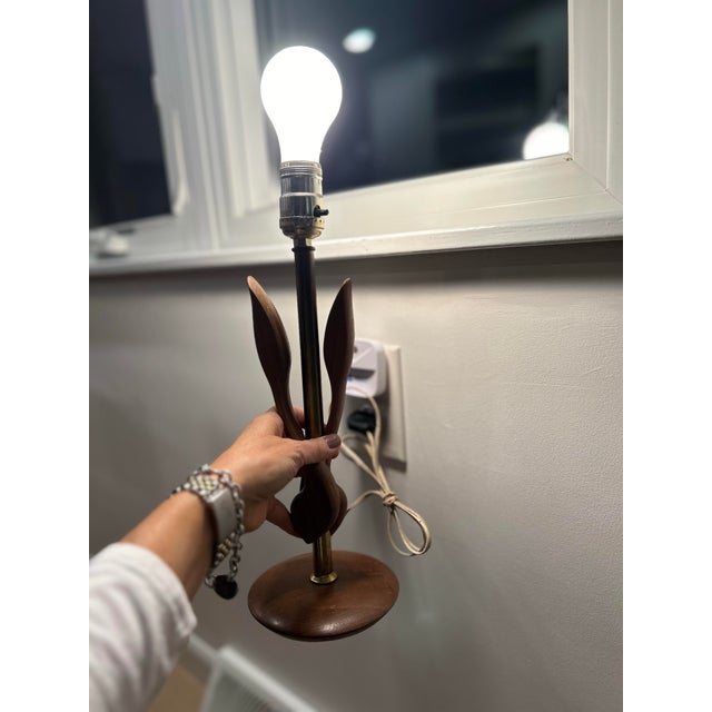 1960s Pair of Danish Mid-Century Sculpted Wood Table Lamps For Sale - Image 5 of 9