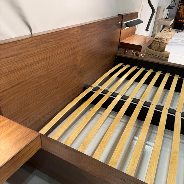 2020s Custom Contemporary King Bed in Walnut Wood-Designed by Ambianic For Sale - Image 5 of 18