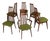 Henry P. Glass High Back Dining Chairs With Original Green Fabric For Sale