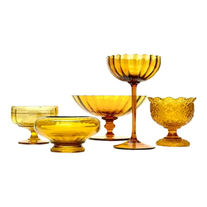 Mid 20th Century Amber Glass Bowl Curation - Set of 5