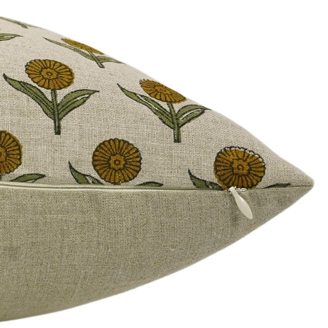 Not Yet Made - Made To Order Fabdivine Handmade Block Print Pure Linen Lumber Pillow Covers 14x20inches-Ganda Pushpa Floral Design For Sale - Image 5 of 9