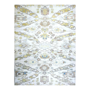 21st Century Turkish Oushak 10X13 Gold, Ivory & Slate Blue Handmade Area Rug #1144129
