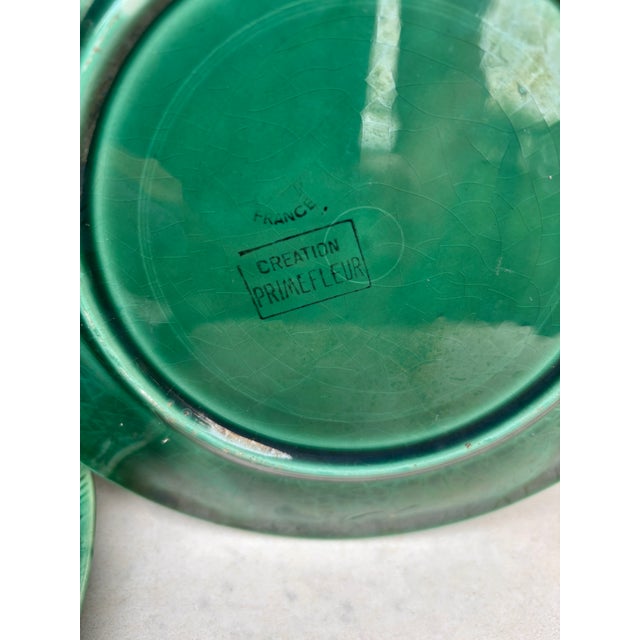 1950s 1950s Gien Green Majolica Leaf Plates - Set of 6 For Sale - Image 5 of 5