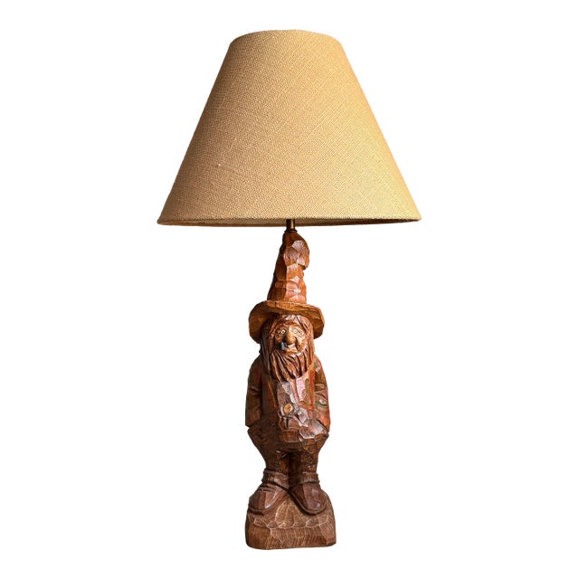Vintage Gnome Chalkware Lamp Signed O‘’Neil For Sale