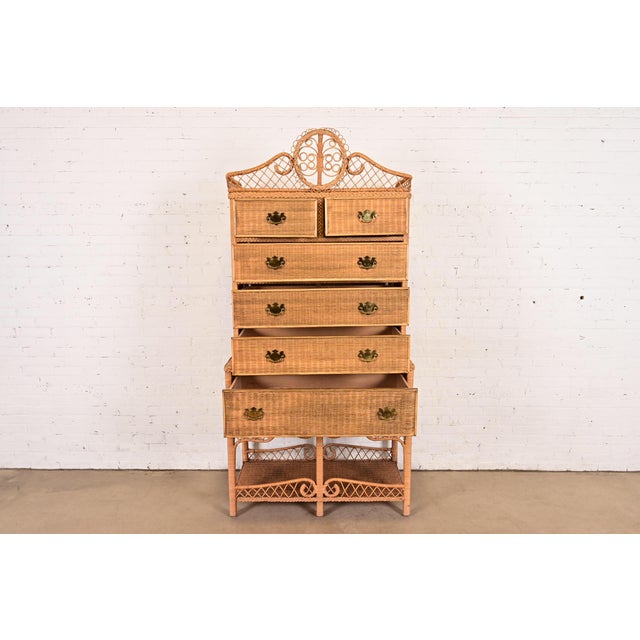 Late 20th Century Ralph Lauren Safari Collection Organic Modern Woven Wicker Rattan Highboy Dresser For Sale - Image 5 of 16