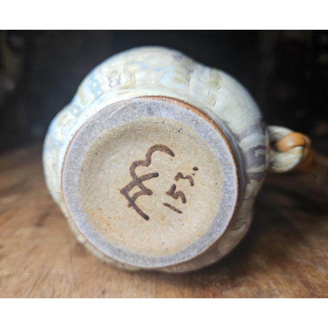 1940s Arne Bang Woven Gourd Shaped Rattan Handle Jug For Sale - Image 10 of 13
