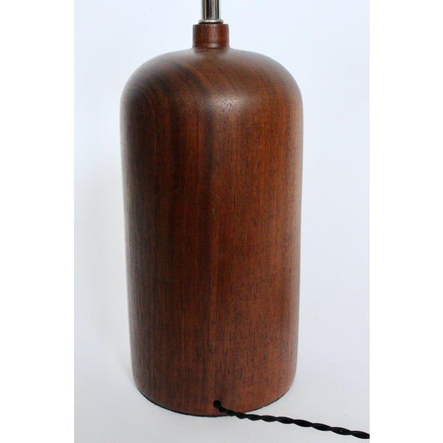 Wood Mid 20th Century Danish Modern Solid Turned Dark Teak Table Lamp For Sale - Image 7 of 12