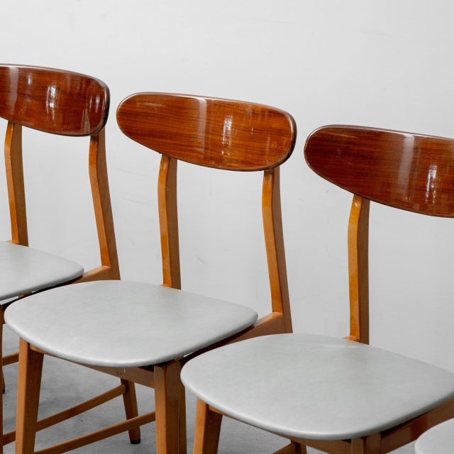 Rectangular Dining Table and Chairs in Wood, 1960s, Set of 7 For Sale - Image 6 of 15