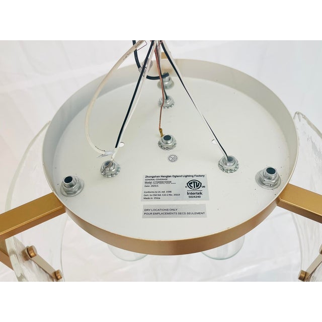Contemporary Semi Flush Mount Ceiling Light With Textured Curved Glass Shades For Sale - Image 14 of 15