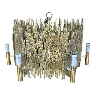 Mid 20th Century Brutalist Brass Chandelier For Sale