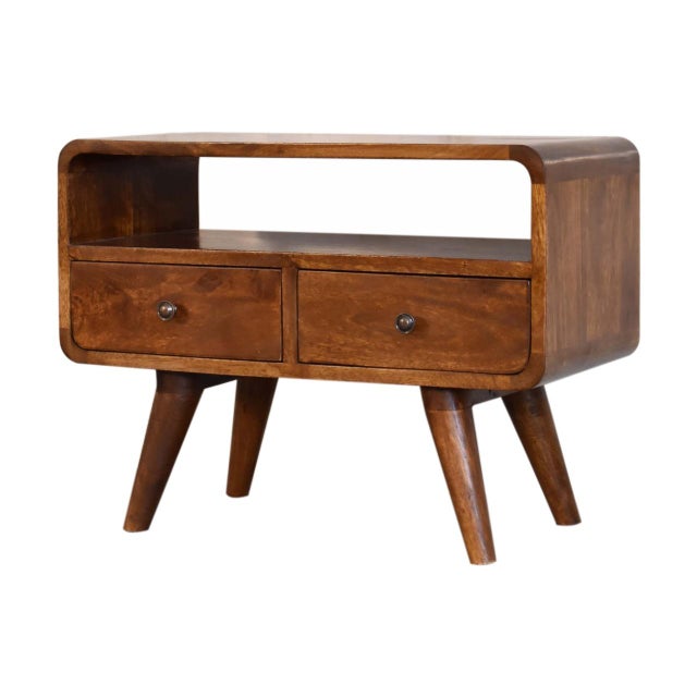 Compact Media Stand With Drawers and Open Storage For Sale - Image 4 of 8