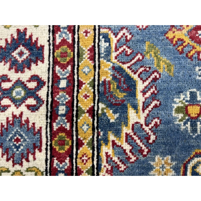 Blue Kazak Wool Rug With Three Medallions and Ivory Border, 3'4" X 4'10" For Sale - Image 10 of 14