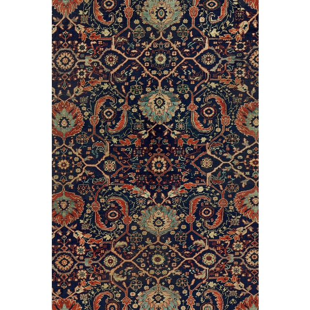 Navy ground, rusty red border early 20th century Persian Mahal Sultanabad rug. Very good condition overall. Pictures shown...