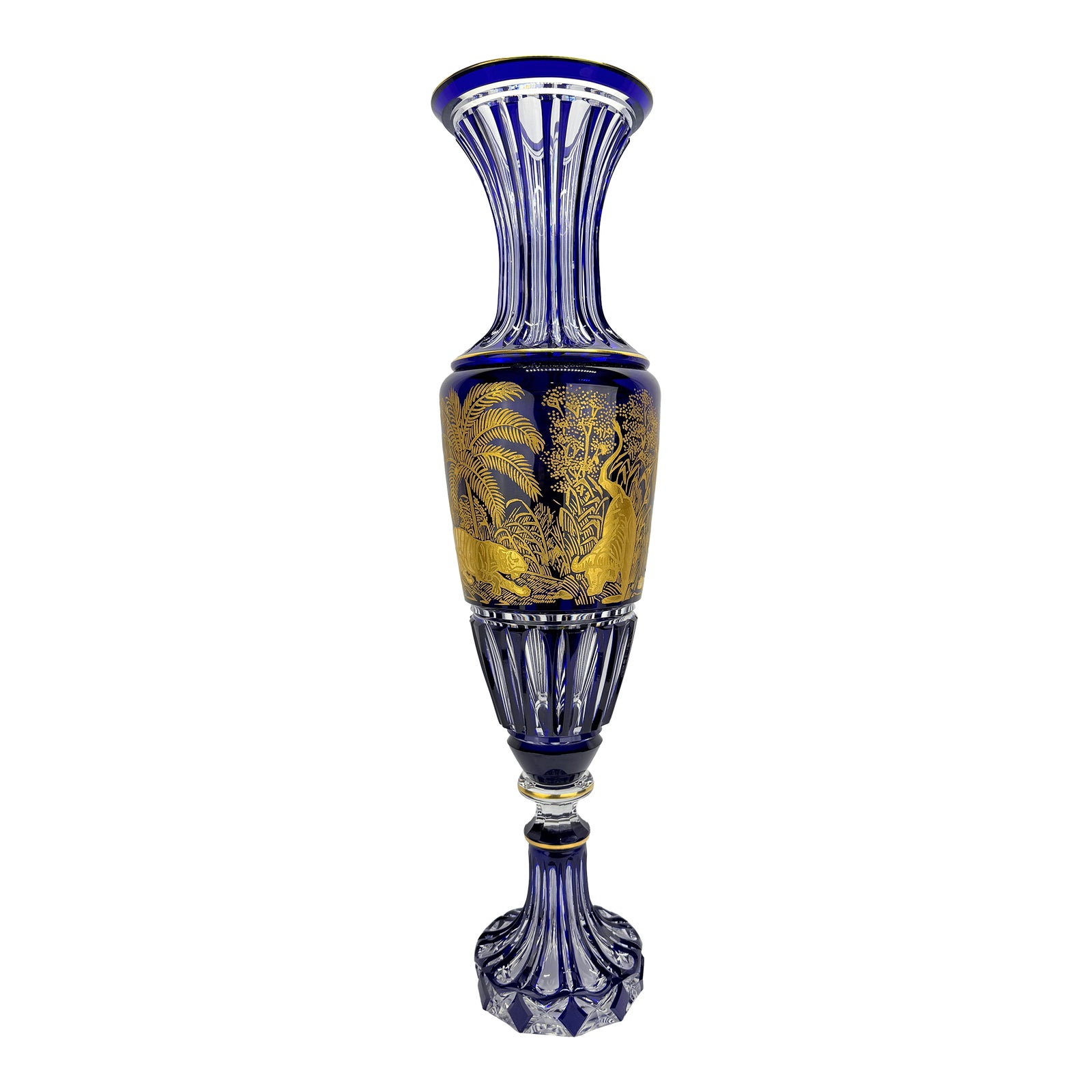 Louis Valtat、VASE、海外版超希少レゾネ、新品額付 Monumental Saint Louis Cobalt & Gilt Cut-Crystal Vase, 