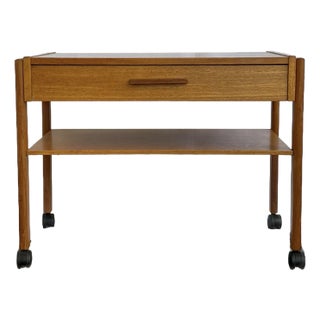 1970s Vintage Danish Mid Century End Table With Casters For Sale