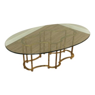 Mastercraft Hollywood Regency Brass Racetrack Dining Table For Sale