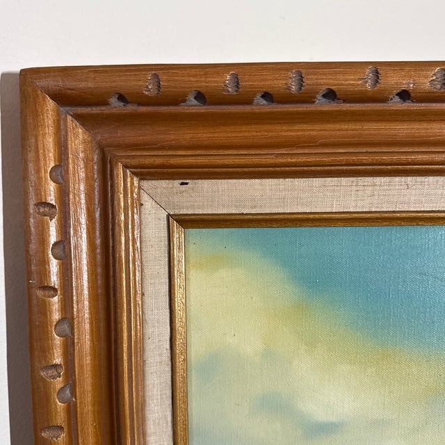 Wood Vintage Western Cowboy Desert Landscape Painting Framed ~ Signed w.m. Steiner For Sale - Image 7 of 10