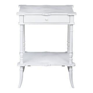 Vintage White Bedside Accent Table For Sale