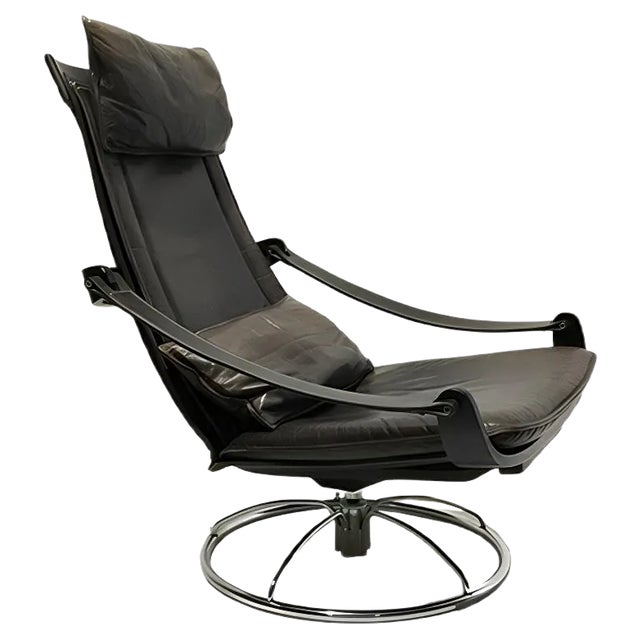 Swedish Leather Lounge Chair by Åke Fribytter for Nelo Möbel, 1970s For Sale